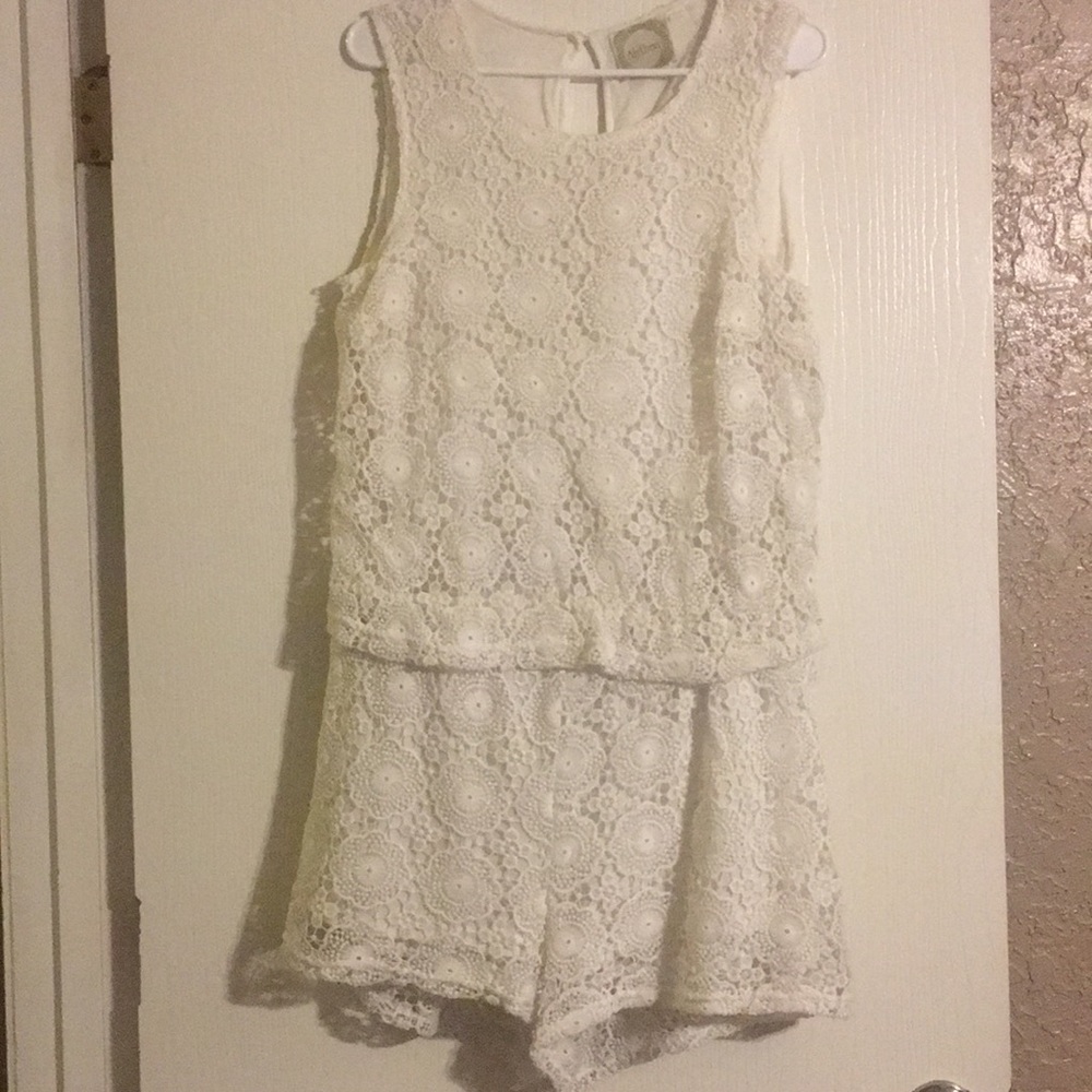 White Crochet Romper by Althea